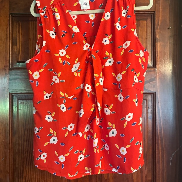 CAbi Red Sleeveless Tie Front Blouse - Picture 1 of 3